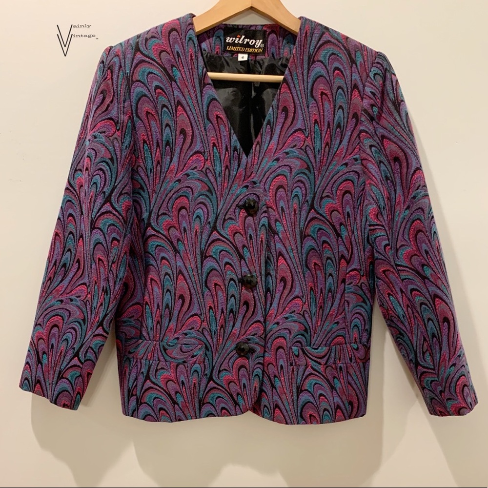 Vintage 80s Wilroy Tapestry Blazer